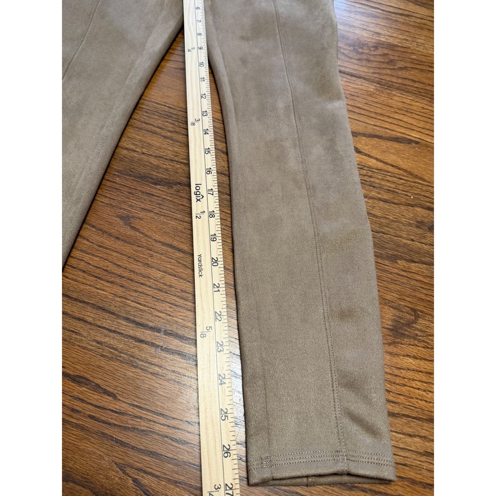 Spanx Faux Suede Leggings Camel Tan High Waisted Seamed Front Size Medium 20380R - Picture 2 of 7